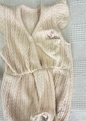 Dantel Detaylı Beyaz Baskılı Bebek Tulumu - Görsel 3