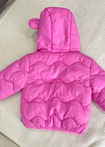 Kız Çocuk Kapüşonlu Pembe Kürklü Mont - Görsel 4