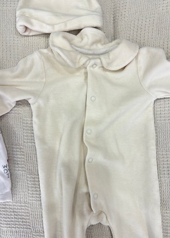 Uzun Kollu Bebek Tulum Seti - Gri ve Beyaz - Görsel 7