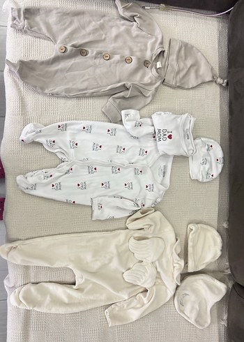 Uzun Kollu Bebek Tulum Seti - Gri ve Beyaz - Görsel 2