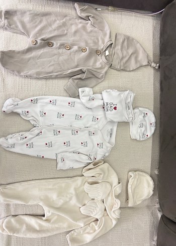 Uzun Kollu Bebek Tulum Seti - Gri ve Beyaz - Görsel 5