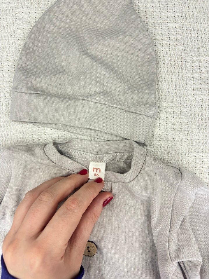 Uzun Kollu Bebek Tulum Seti - Gri ve Beyaz - Görsel 3