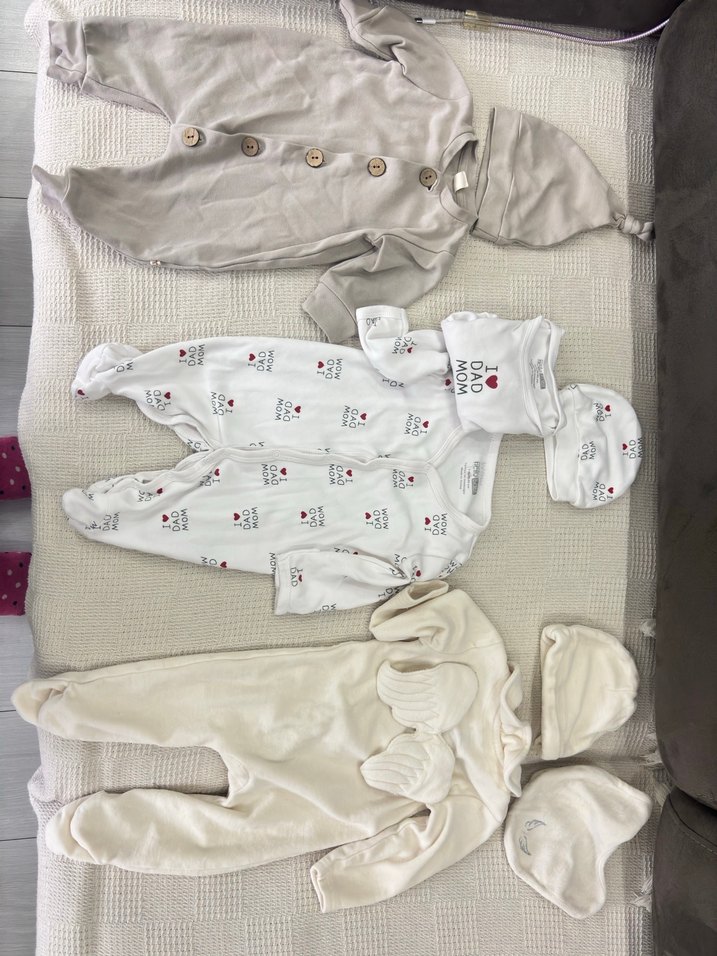 Uzun Kollu Bebek Tulum Seti - Gri ve Beyaz - Görsel 2