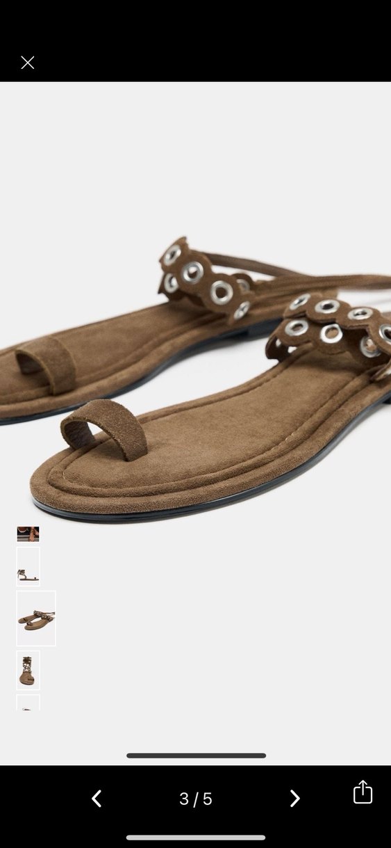 Zara deri parmak arası sandalet - Görsel 2