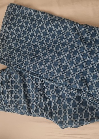 Trendyol & Milla Kadın Mavi Desenli Yüksek Bel Wide Leg Denim Pantolon