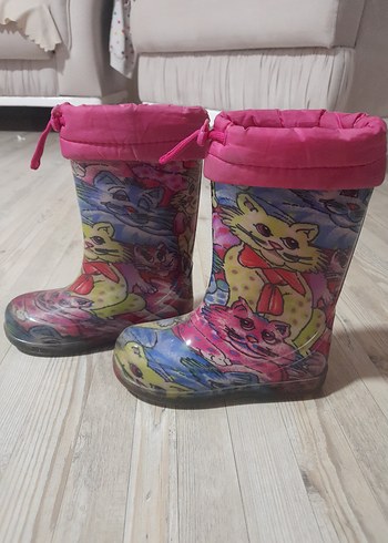 26 Beden Kız Çocuk Pembe Bağcıksız Yağmur Çizmesi