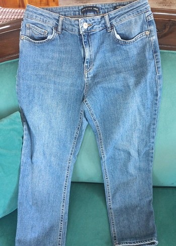 Kadın Mavi Bol Kesim Denim Pantolon