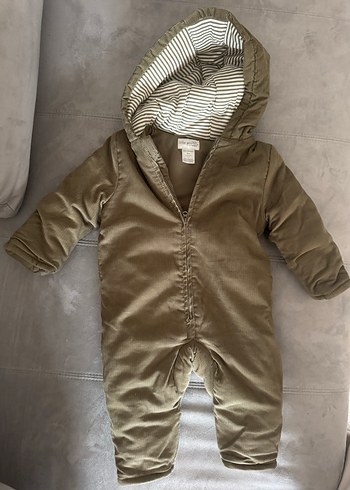 Kapüşonlu haki renk Bebek Tulumu - Görsel 2