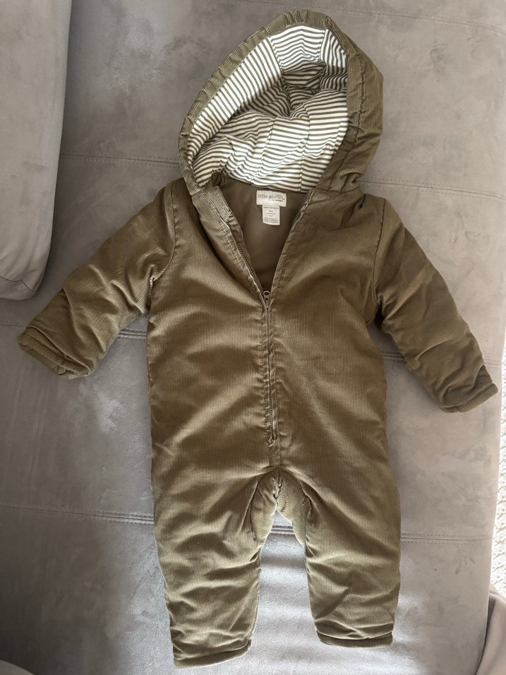 Kapüşonlu haki renk Bebek Tulumu - Görsel 2