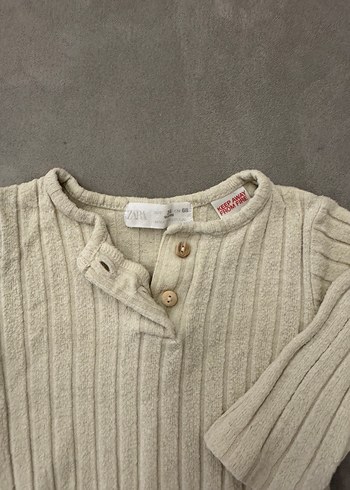 Uzun Kollu Bej Örgü Bebek Body - Görsel 2