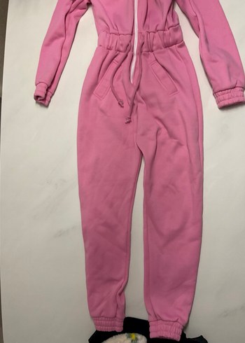 Pembe Fermuarlı Kapüşonlu Tulum - Görsel 2