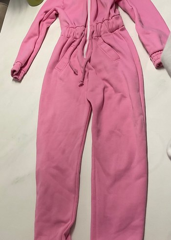 Pembe Fermuarlı Kapüşonlu Tulum - Görsel 3