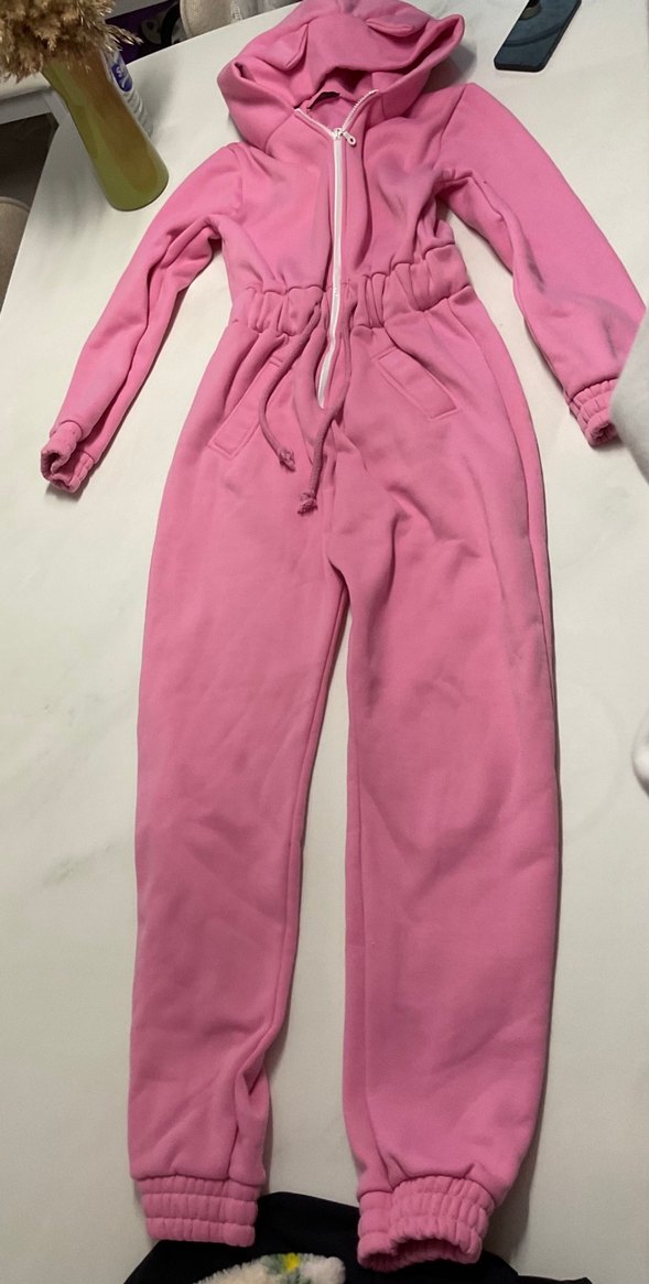 Pembe Fermuarlı Kapüşonlu Tulum - Görsel 3