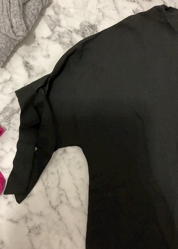 Siyah Düz Tişörtü, Kısa Kollu, Salaş - Görsel 2