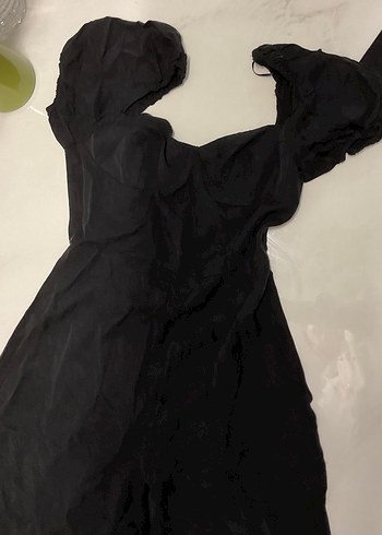 Siyah Keten V Yaka Uzun Tulum - Görsel 2