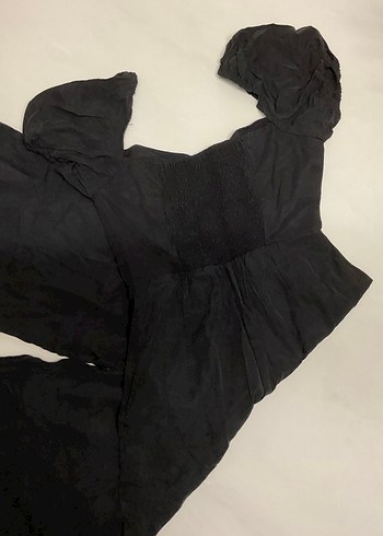 Siyah Keten V Yaka Uzun Tulum - Görsel 5