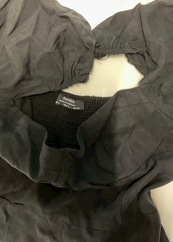 Siyah Keten V Yaka Uzun Tulum - Görsel 3