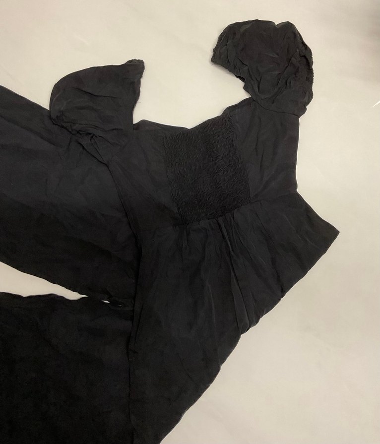 Siyah Keten V Yaka Uzun Tulum - Görsel 5