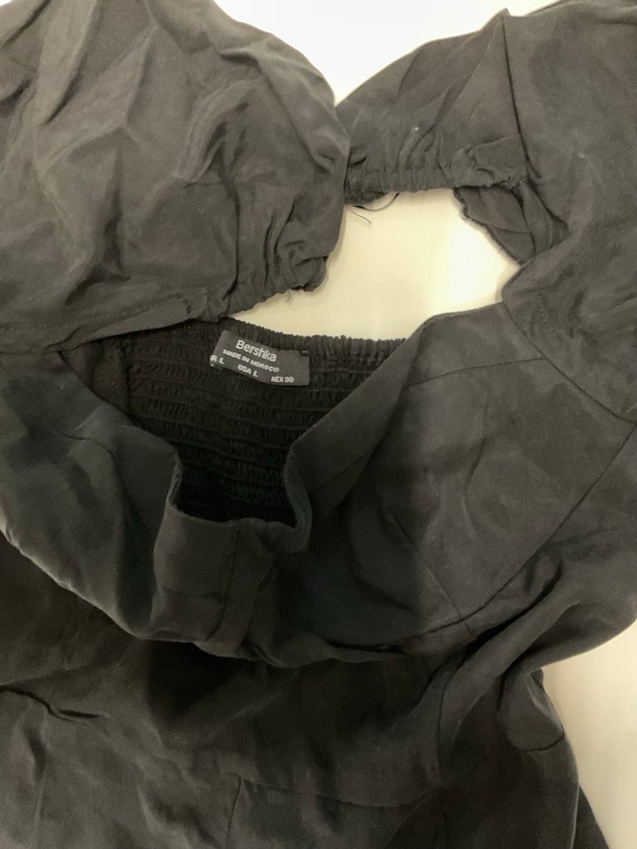 Siyah Keten V Yaka Uzun Tulum - Görsel 3