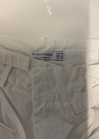 Kadın Beyaz Kemerli Geniş Paça Pantolon - Görsel 2