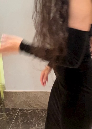 Siyah Drapeli Uzun Kadın Elbise - Görsel 6