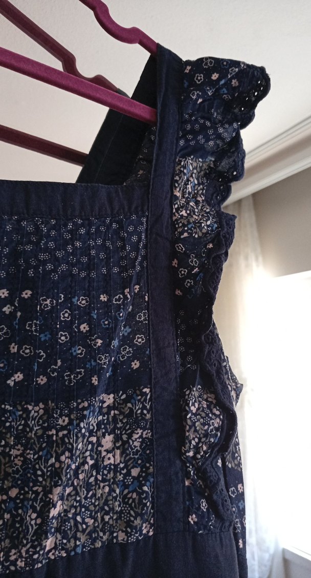 Lacivert Bohem Salaş Uzun Hamile Eteği - Görsel 5