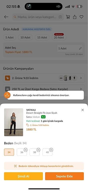 34 Beden Jean.