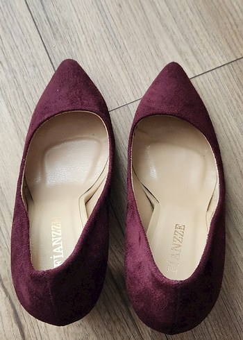 Bordo Süet Kadın Topuklu Stiletto FIANZZ - Görsel 6