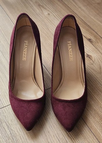 Bordo Süet Kadın Topuklu Stiletto FIANZZ - Görsel 2