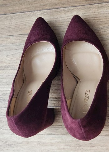 Bordo Süet Kadın Topuklu Stiletto FIANZZ - Görsel 5