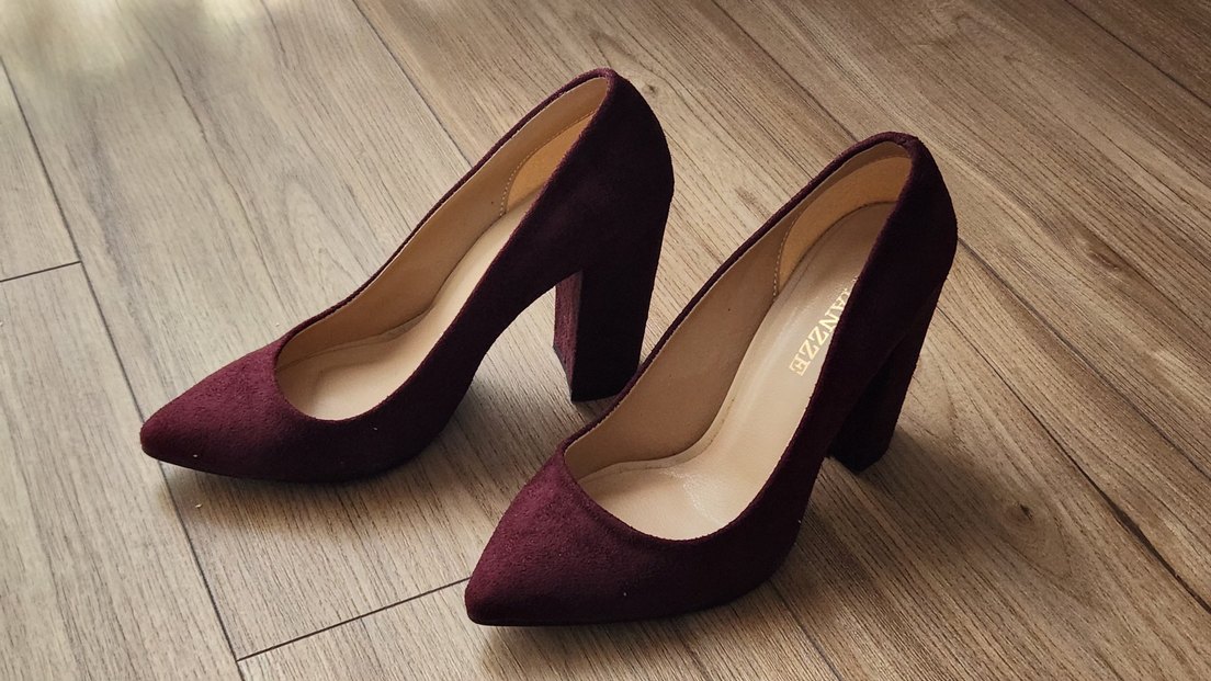 Bordo Süet Kadın Topuklu Stiletto FIANZZ - Görsel 3