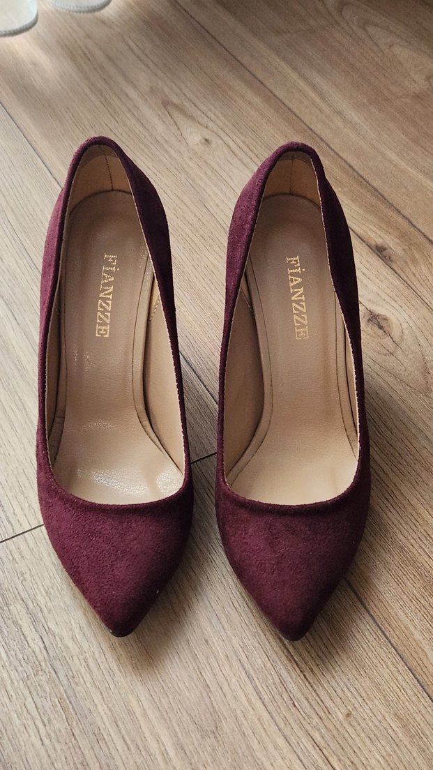 Bordo Süet Kadın Topuklu Stiletto FIANZZ - Görsel 2