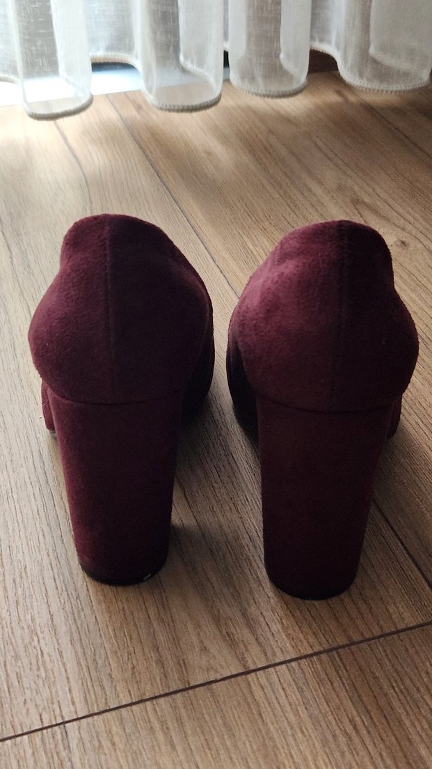 Bordo Süet Kadın Topuklu Stiletto FIANZZ - Görsel 4