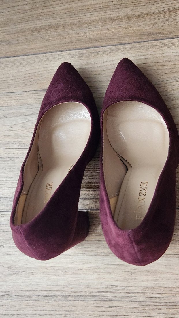 Bordo Süet Kadın Topuklu Stiletto FIANZZ - Görsel 5