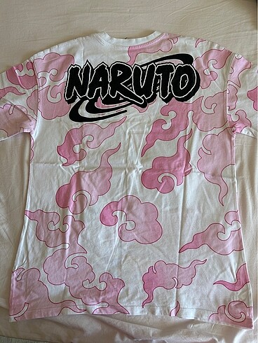 Bershka Bershka Oversize Tişört Pembe Naruto Baskılı