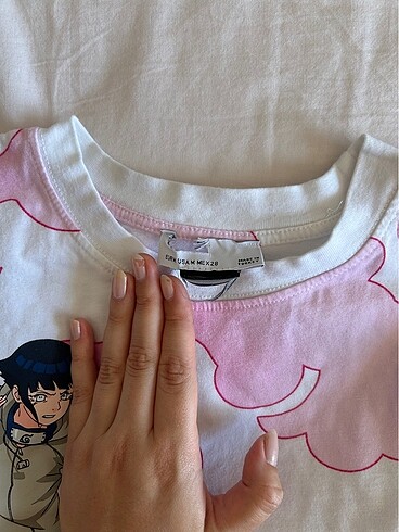 m Beden Bershka Oversize Tişört Pembe Naruto Baskılı