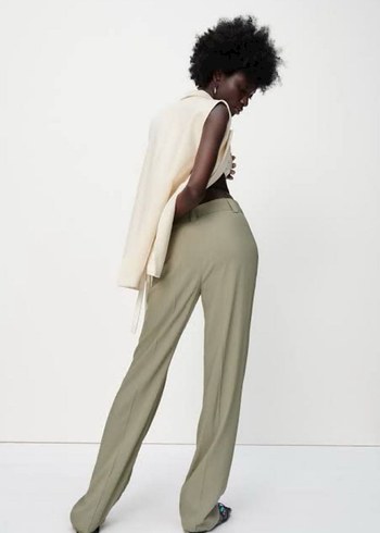 Bej Kadın Keten Kumaş Pantolon - Görsel 2