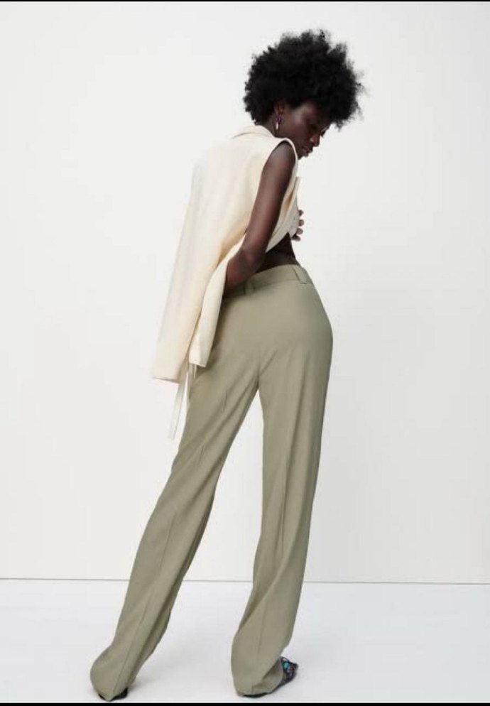 Bej Kadın Keten Kumaş Pantolon - Görsel 2