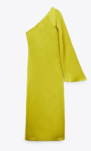 Zara Zara / Lime Yeşili Tek Omuz Elbise
