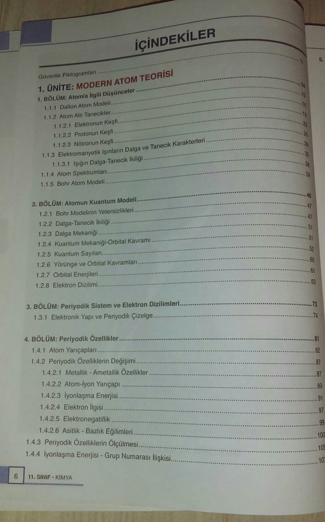 11. Sınıf Ortaöğretim Kimya Ders Kitabı - Görsel 2