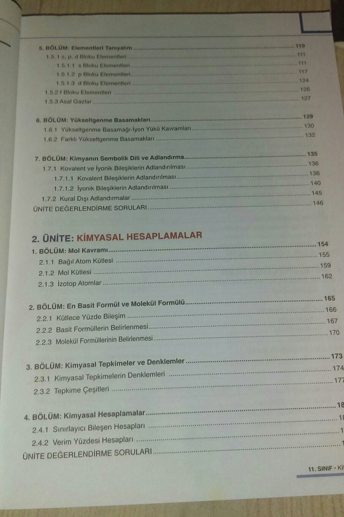 11. Sınıf Ortaöğretim Kimya Ders Kitabı - Görsel 3