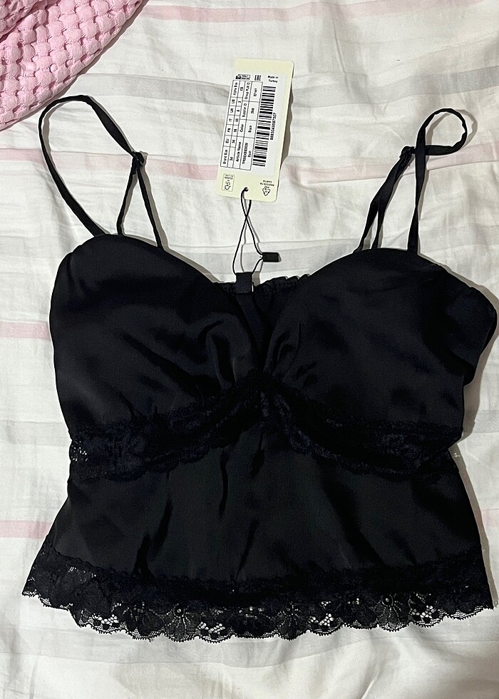 dantelli saten bluz - Görsel 2