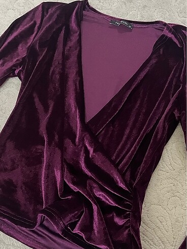 Kadife Kruvaze Bluz - Görsel 2