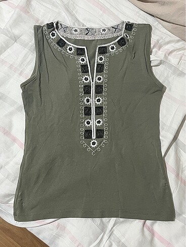 y2k 2000s Haki etnik İşlemeli Bluz - Görsel 2