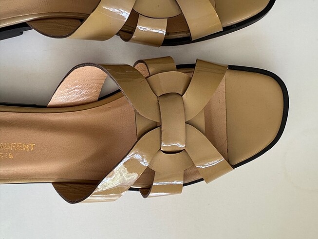 41 Beden camel Renk Hakiki deri Saint Laurent model terlik