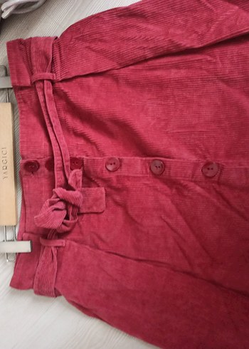 42 Beden Bordo Süet Kemerli Mini Etek
