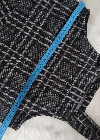 Gri Ekose Triko Salopet Elbise - Görsel 5