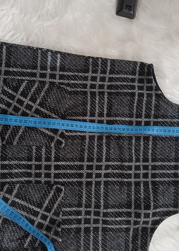 Gri Ekose Triko Salopet Elbise - Görsel 6