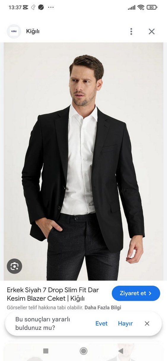 Kigili Siyah Düğmeli Erkek Ceket - Görsel 2