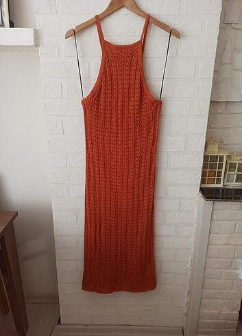 s Beden turuncu Renk Massimo dutti tığ işi örgü elbise 